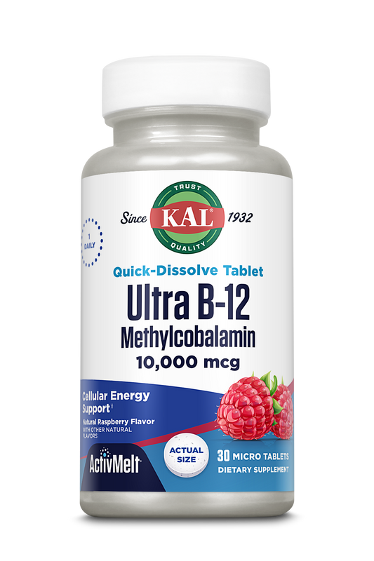 Ultra B-12 Methylcobalamin 10,000 mcg ActivMelt® Instant Dissolve Tablets Raspberry