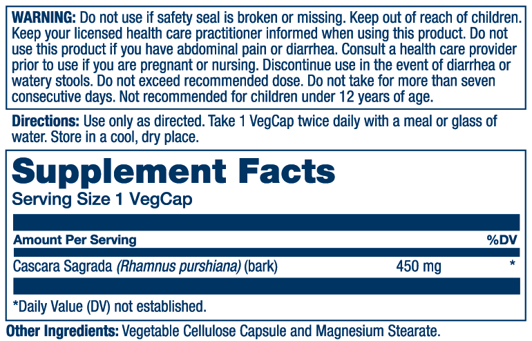 Solaray Cascara Sagrada Capsules, 450 mg, 180 Count