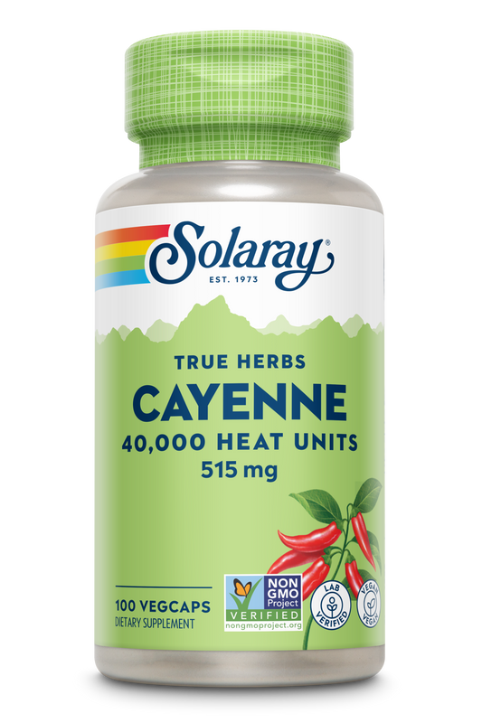 Solaray Cayenne Pepper 515 mg | 40,000 Heat Unit | Healthy Digestion, Circulation, Metabolism & Cardiovascular Support | Non-GMO | 100 VegCaps