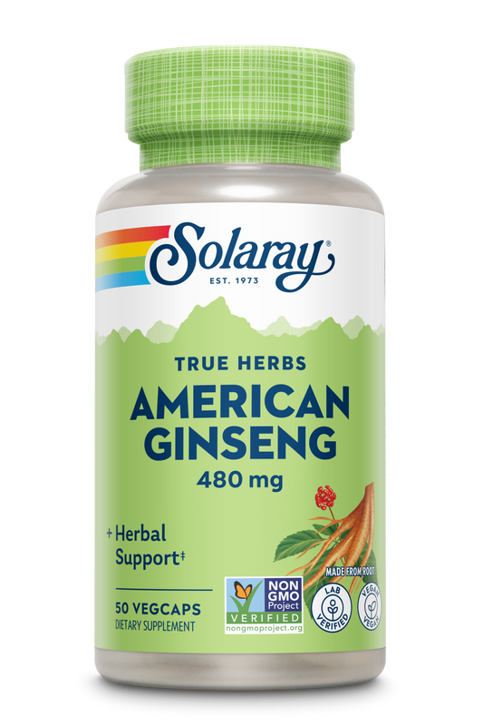 Solaray American Ginseng 480 mg | Adaptogenic Herb | Healthy Stress, Energy & Physical Endurance Support | 50 VegCaps