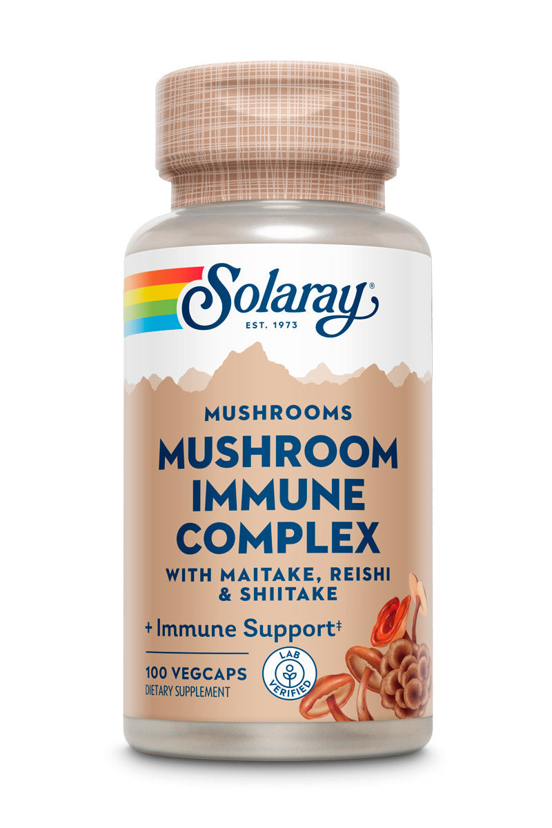 Solaray Organically Grown Fermented Mushroom Immune Complex 600 mg | Healthy Immune Function Support | 100 VegCaps