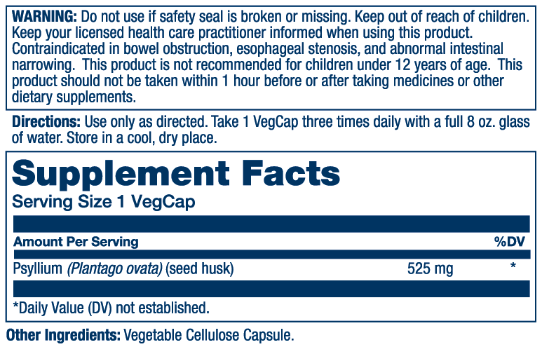 Solaray Psyllium Husk, Veg Cap (Btl-Plastic) 525mg | 100ct