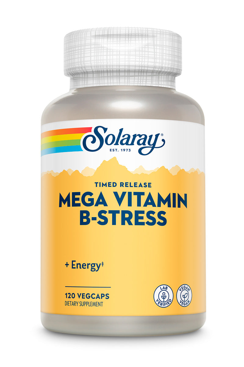 Solaray Mega Vitamin B-Stress, Timed-Release Vitamin B Complex with 1000 mg of Vitamin C for Stress, Energy, Red Blood Cell & Immune Support, Vegan, 60-Day Guarantee, (240 CT)