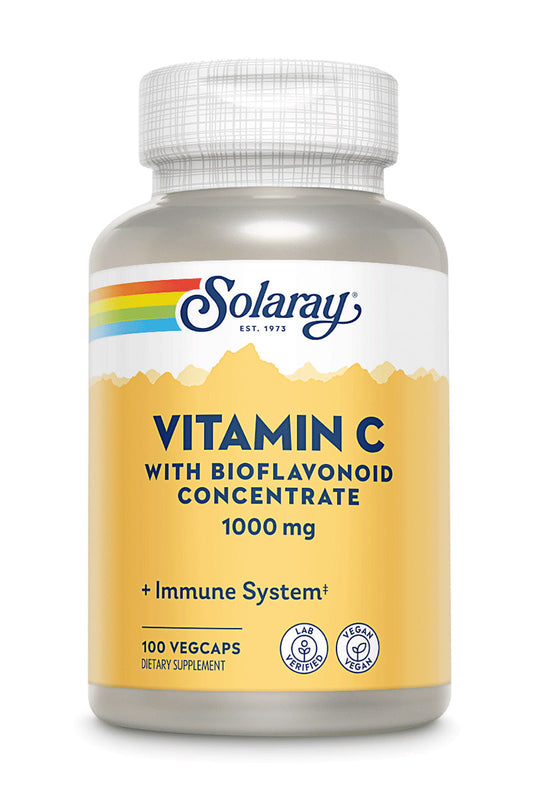 Solaray Vitamin C with Bioflavonoid Concentrate - Rose Hips, Acerola Cherry and Bioflavonoids - Vitamin C 1000mg - Immune Function, Skin, Hair, Nails Support - Vegan - 100 Servings, 100 VegCaps