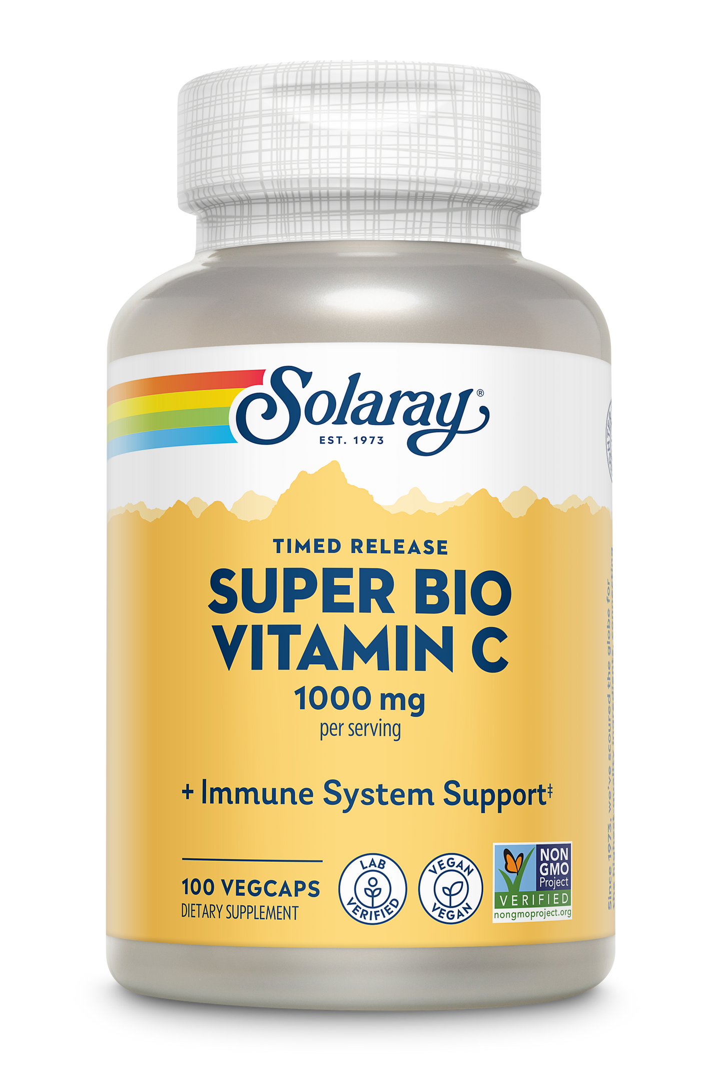 Solaray Super Bio C Buffered Vitamin C w/ Bioflavonoids, Timed-Release Formula for All-Day Immune Support, Gentle Digestion, 1000mg, 100 CT
