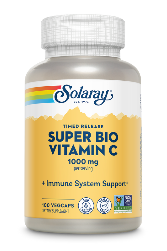Solaray Super Bio C Buffered Vitamin C w/ Bioflavonoids, Timed-Release Formula for All-Day Immune Support, Gentle Digestion, 1000mg, 100 CT
