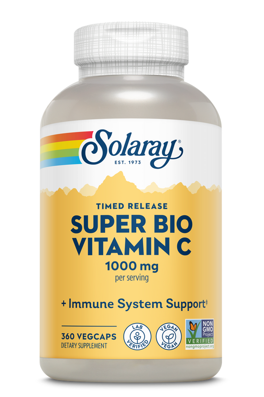 Solaray Super Bio C Buffered Vitamin C w/ Bioflavonoids, Timed-Release Formula for All-Day Immune Support, Gentle Digestion, 1000mg, 360 Ct.