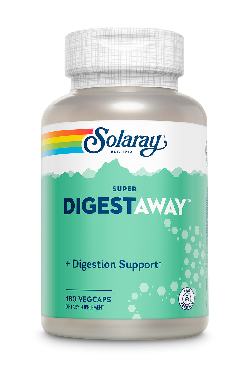 Solaray Super Digestaway Digestive Enzymes - Pancreatin, Papain, Ginger, Pepsin, Betaine HCl, Aloe Vera, and More - Digestion & Nutrient Absorption Support - Lab Verified