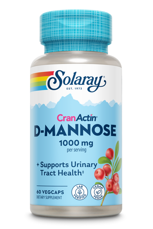 Solaray D-Mannose w/ CranActin Cranberry Extract 1000mg w/ Vit C , Healthy Urinary Tract Support  (60 CT)