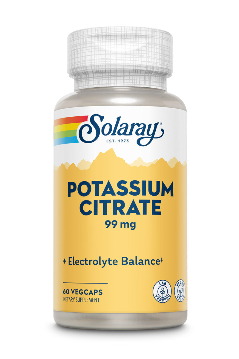 Solaray Potassium Citrate, Healthy Electrolyte Balance, Nerve & Muscle Function Support, Vegan, 60 VegCaps