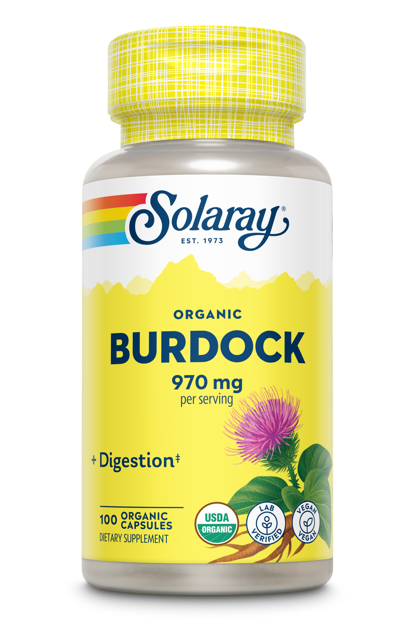 Solaray Burdock Root 485 mg | Healthy Liver, Kidney, Digestion, Circulation, Joint & Skin Support | Non-GMO & Vegan | 100 VegCaps