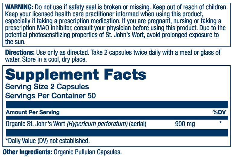 Organic St. John's Wort 900mg