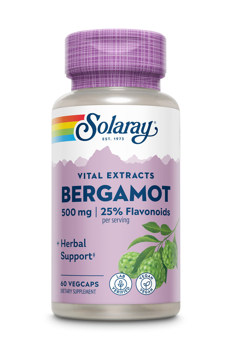 Solaray Bergamot Advanced Formula, Cardiovascular Support Fruit Extract, Veg Cap (Btl-Plastic) 500mg, 60ct