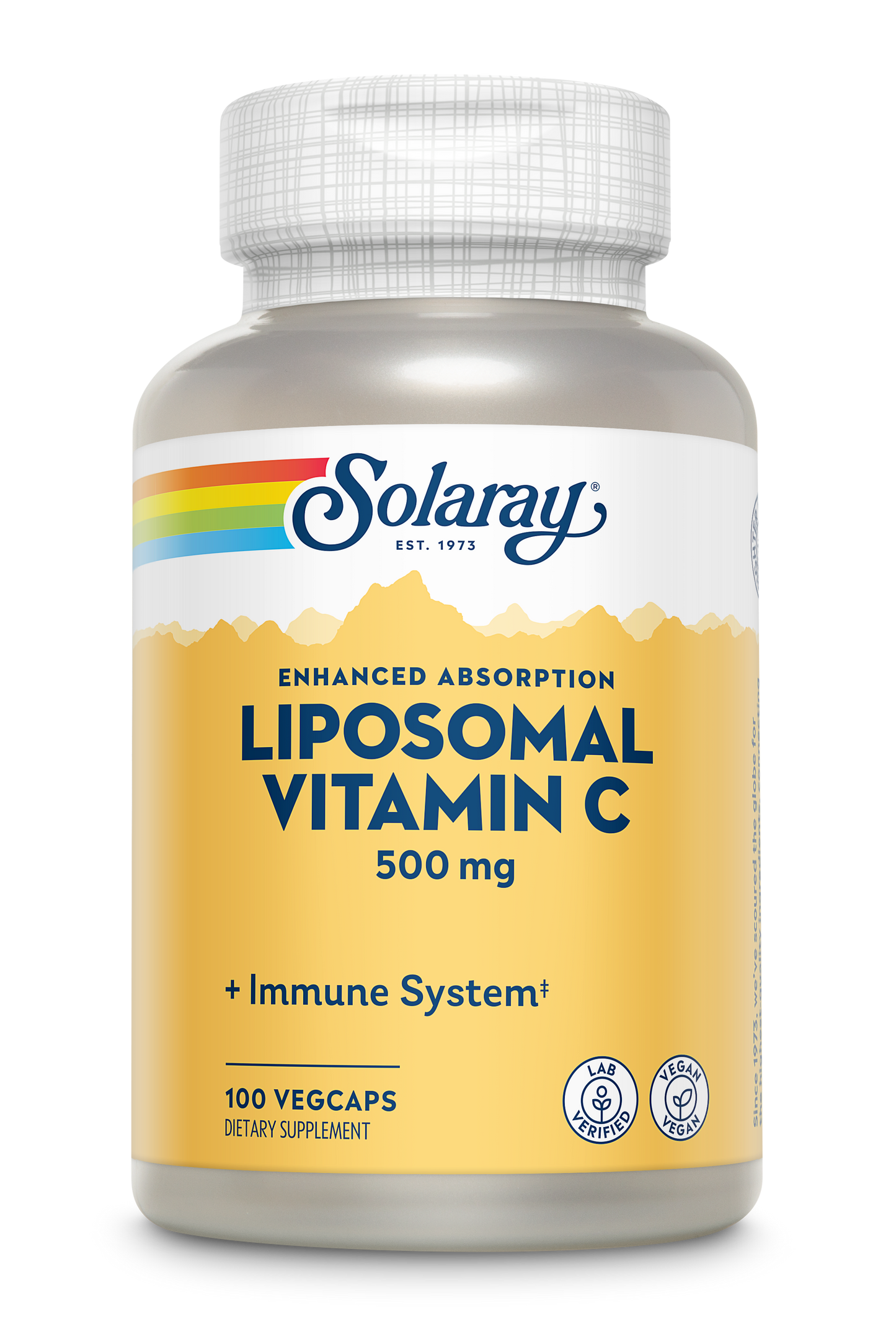 Solaray Liposomal Vitamin C 500 mg Healthy Immune System, Collagen Synthesis & Antioxidant Support Buffered w/ Fatty Acids 100 VegCaps