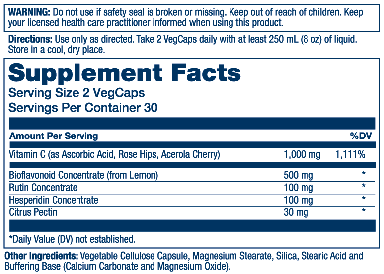 Solaray Super Bio Vitamin C 1000mg, Buffered, Time Release Capsules with Bioflavonoids, Two-Stage for High Absorption & All Day Immune Support, Vegan, 60 Day Guarantee, 30 Servings, 60 VegCaps