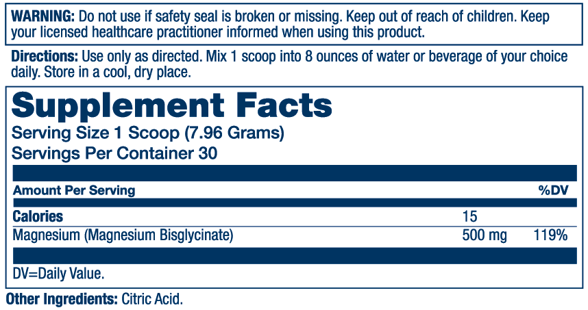 Extra-Strength Magnesium Glycinate Powder 500 mg