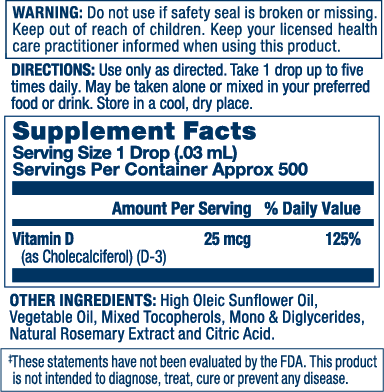 Solaray D3, Liquid, Unflavored (Carton) 1000IU | 0.5oz