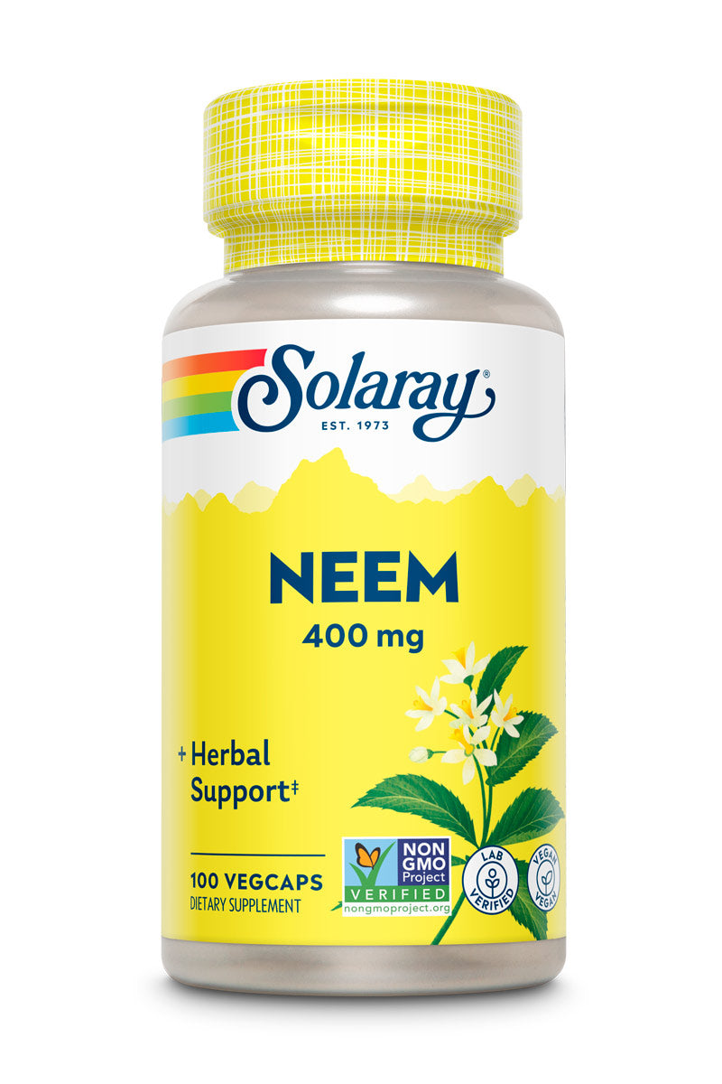 Solaray Neem Leaf 400mg | Healthy Blood, Skin & Immune System Support | Non-GMO, Vegan & Lab Verified | 100 VegCaps