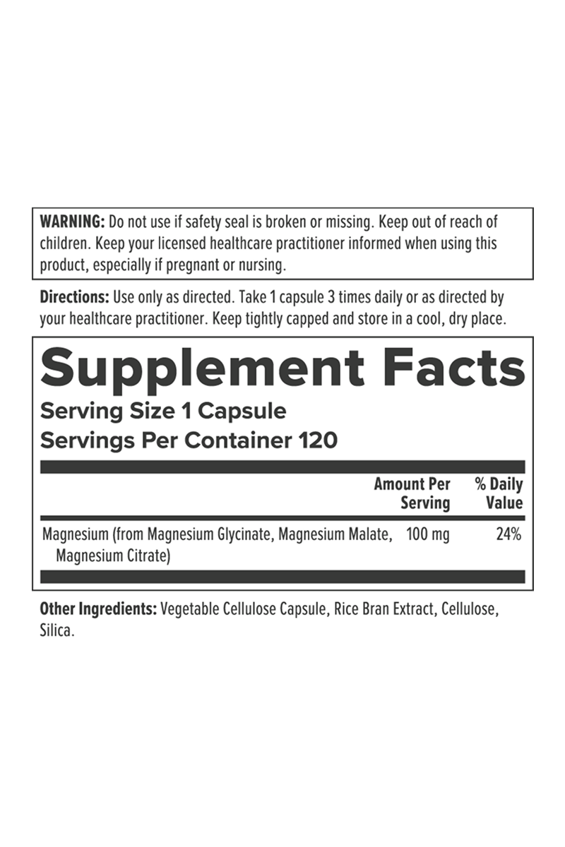 Tri-Magnesium : 10238: Vcp, (Btl-Plastic) 100mg 120ct