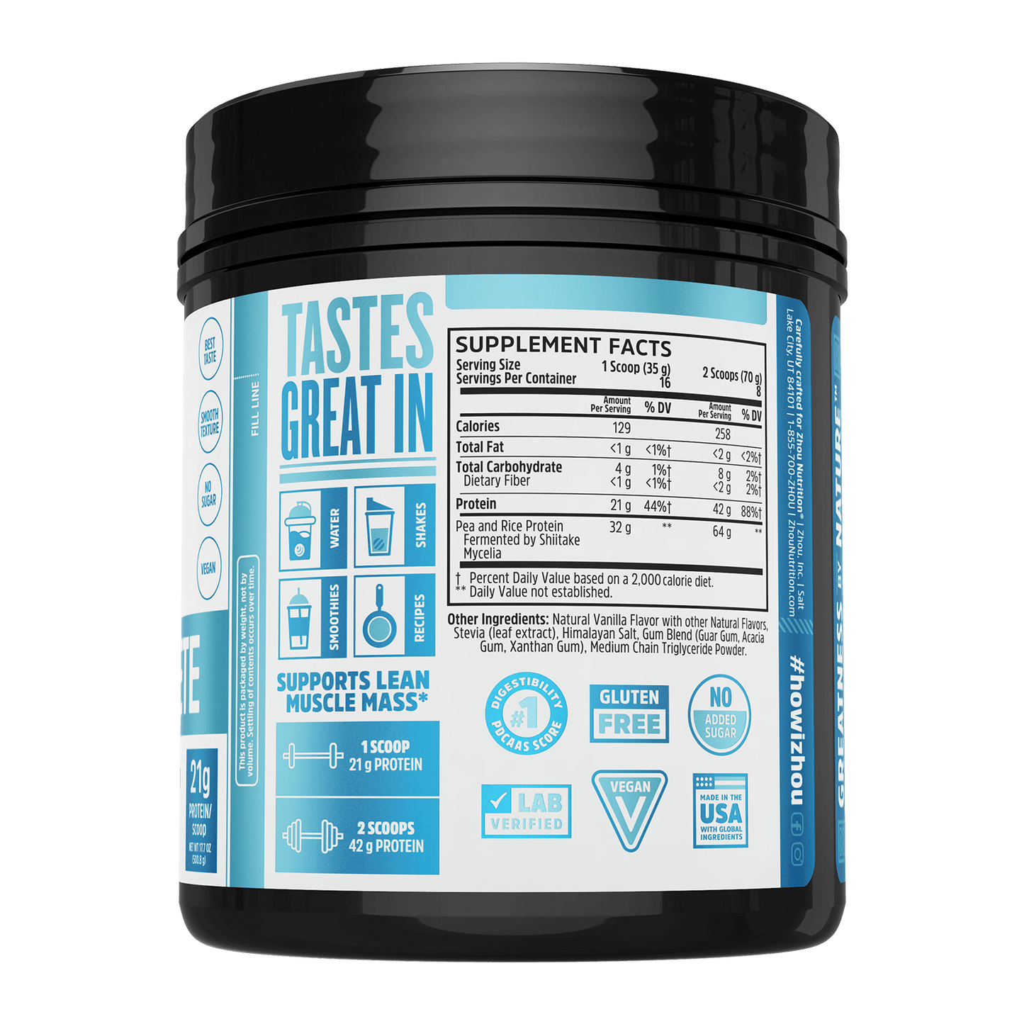 Zhou Nutrition Plant Complete Vanilla Protein Powder