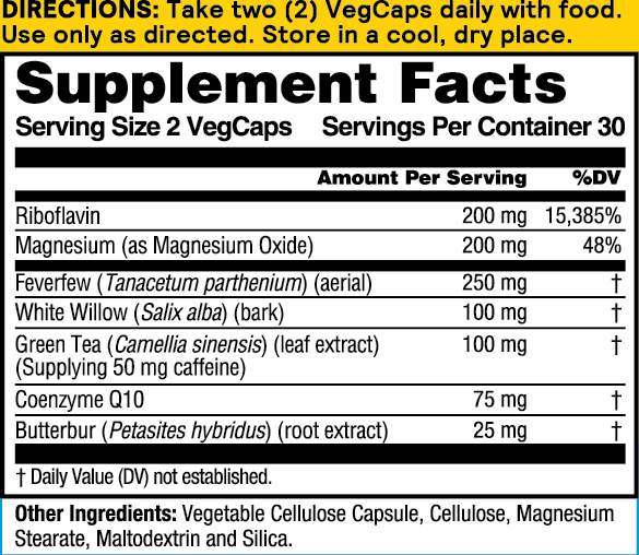Nature's Life MigraSoothe Quick-Caps | Extra Strength Formula with Magnesium, Feverfew, White Willow | 60ct, 30 Serv.