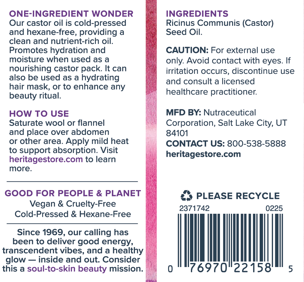 Heritage Store Castor Oil Nourishing Hair Treatment, Deep Hydration for Healthy Hair Care, Skin Care, Lashes & Brows, Castor Oil Packs, Cold Pressed, Hexane Free, Vegan, Cruelty Free, 128oz (1 Gallon)