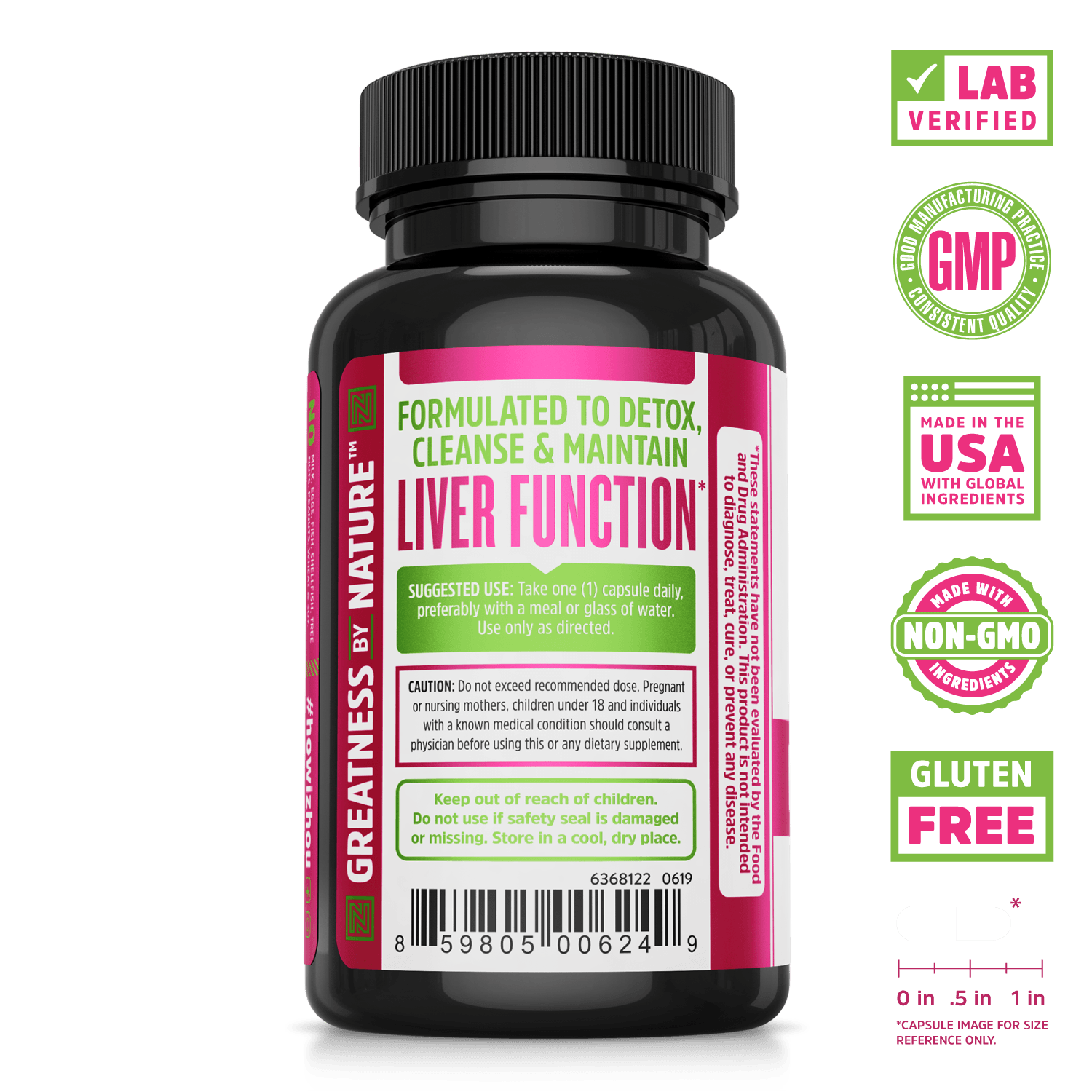 Liver function supplement Milk Thistle from Zhou Nutrition. Lab verified, good manufacturing practices, made in the USA with global ingredients, made with non-GMO ingredients, gluten free