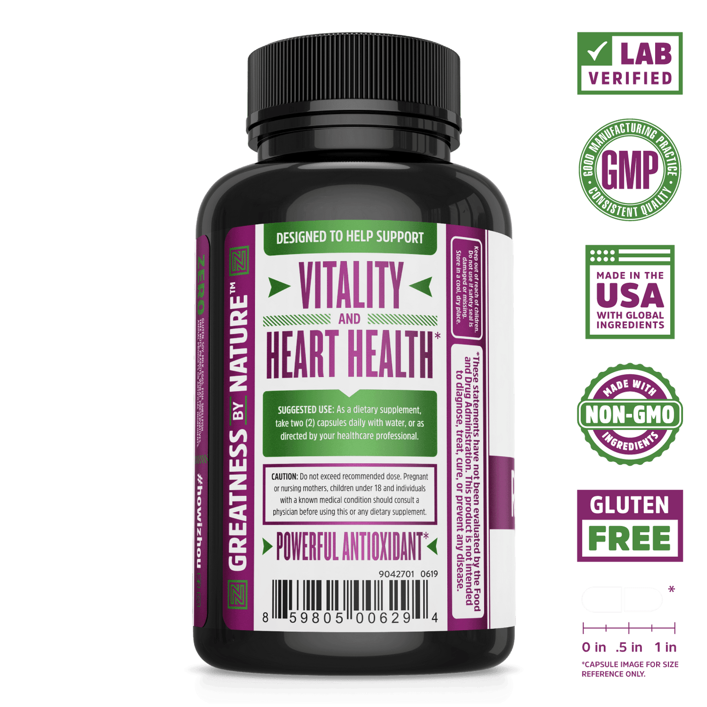 Zhou Nutrition Resveratrol Immune System Supplement. Lab verified, good manufacturing practices, made in the USA with global ingredients, made with non-GMO ingredients, gluten free
