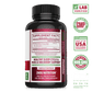 Zhou Nutrition Tart Cherry Extract Capsules.  Bottle side. Lab verified, good manufacturing practices, made in the USA with global ingredients, made with non-GMO ingredients.