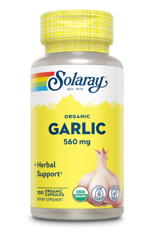 Solaray Organic Garlic Pills - 560 mg Garlic Supplements for Heart Health Support - USDA Organic Garlic Capsules - Vegan - 60-Day Money-Back Guarantee - 100 Servings, 100 VegCaps