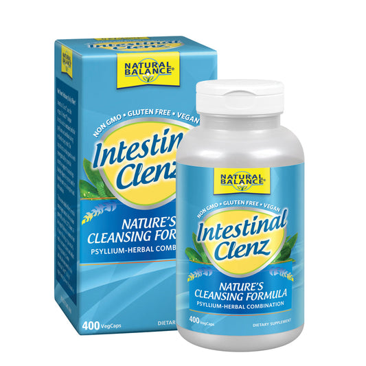 Natural Balance Intestinal Clenz | Psyllium Herbal Cleansing Formula | Healthy Digestion & Regularity Supplement | No Gluten | 400 VegCaps, 80 Serv.