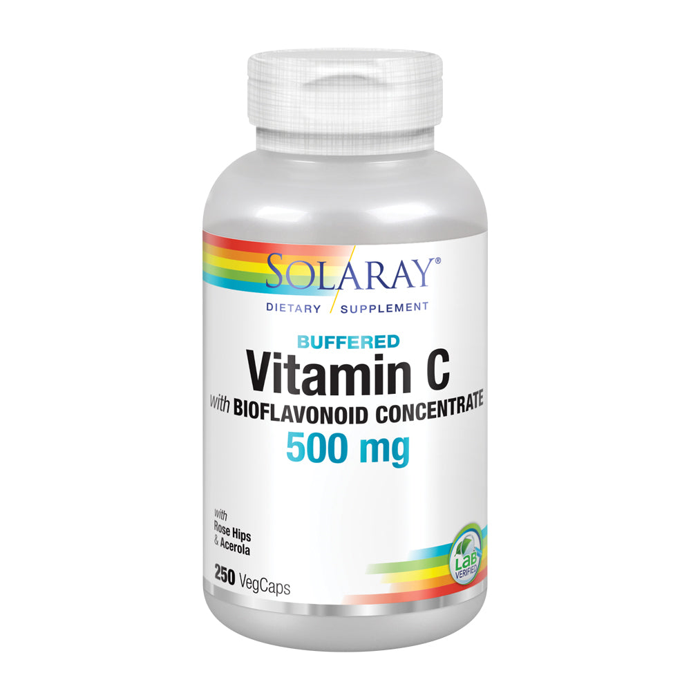 Solaray Vitamin C w/ Bioflavonoid Complex 500mg Buffered for Easy Digestion Healthy Immune System, Collagen Synthesis & Antioxidant Support 250 VegCaps