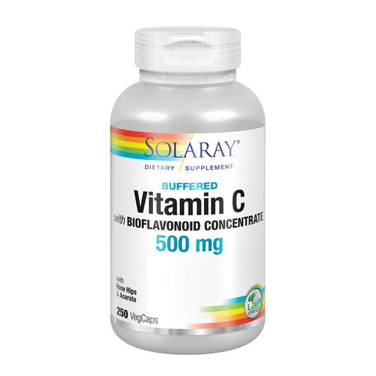Solaray Vitamin C w/ Bioflavonoid Complex 500mg Buffered for Easy Digestion Healthy Immune System, Collagen Synthesis & Antioxidant Support 250 VegCaps