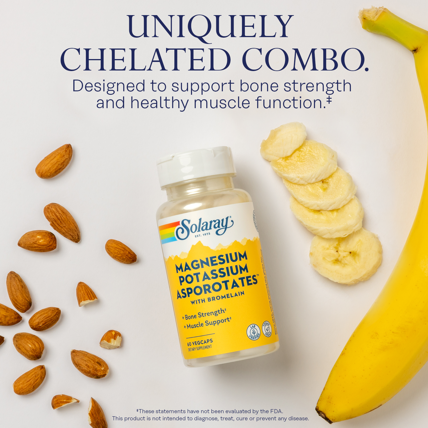 Solaray Magnesium and Potassium Asporotates w/ Bromelain, Healthy Electrolyte, Muscle, Heart & Cellular Support, 60 VegCaps