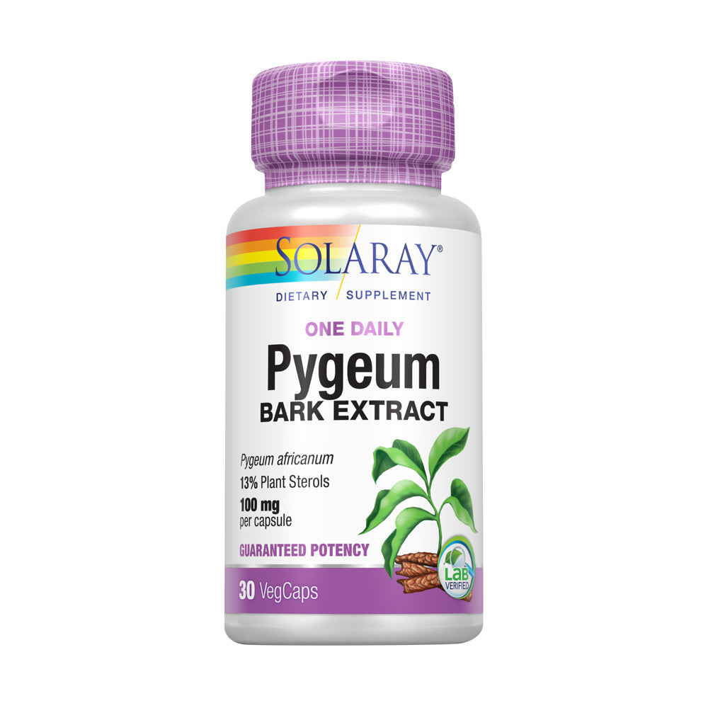 Solaray Pygeum Bark Extract, One Daily 100mg Healthy Prostate Support Guaranteed to Contain 13 mg Total Plant Sterols 30 VegCaps