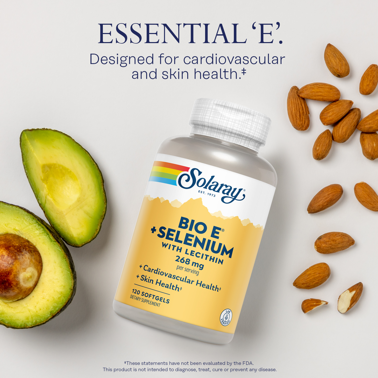 Solaray Bio Vitamin E with Selenium 400IU Healthy Cardiac Function, Antioxidant Activity & Skin Support High Absorption 120 Softgels