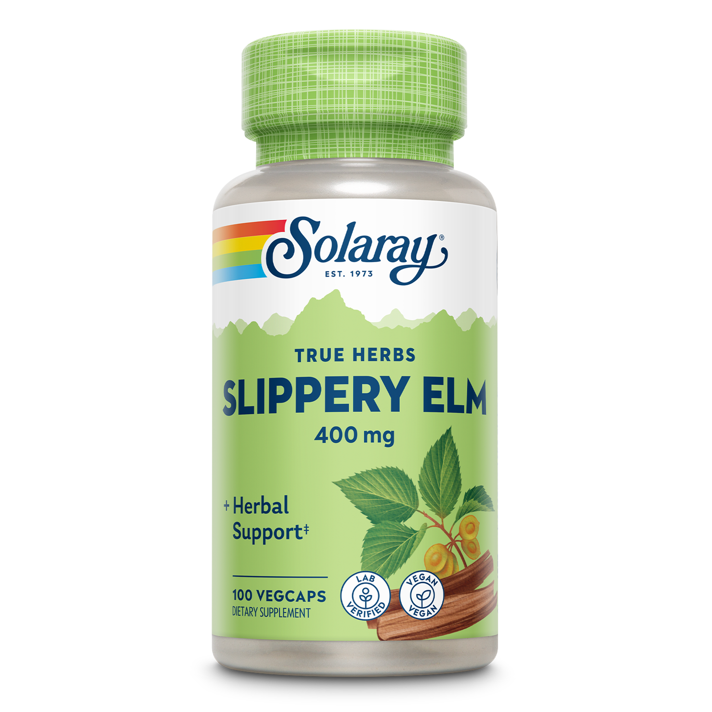 Solaray Slippery Elm Bark 400mg | Healthy Respiratory Tract Function, Throat Comfort & Gastrointestinal Support | Non-GMO & Lab Verified | 100 VegCaps
