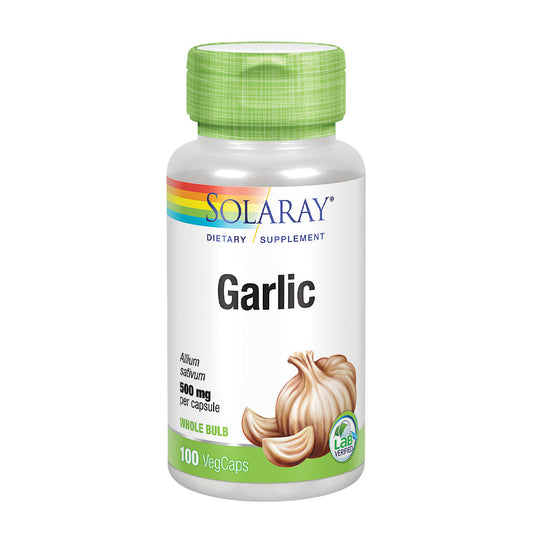 Solaray Garlic Bulb 500 mg | Healthy Immune, Circulatory & Cardiovascular Systems Support | Vegan, Non-GMO | 100 VegCaps