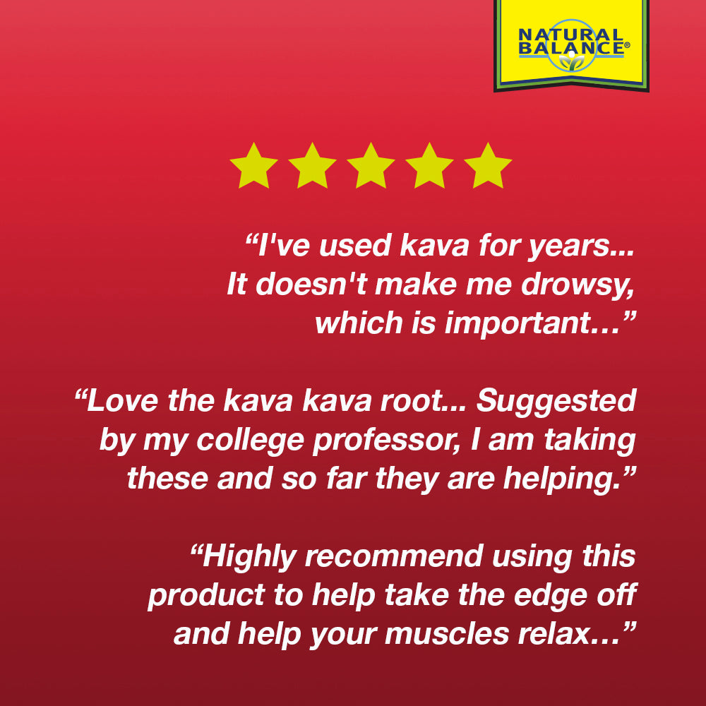 Natural Balance Happy Camper Kava Kava Root Extract | 70mg Kavalactones | Calm & Relaxation Supplement for Mood & Stress Support | 60 VegCaps