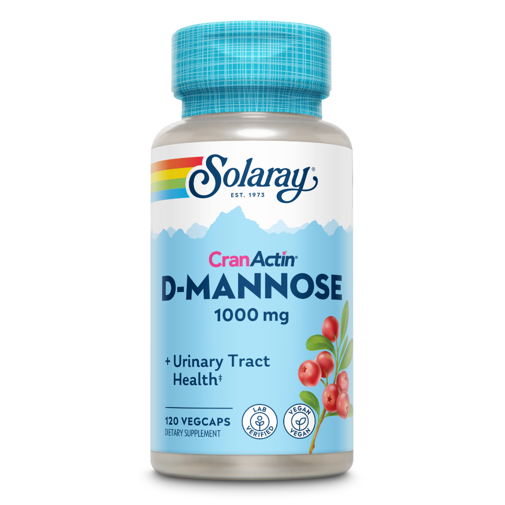 Solaray D-Mannose w/ CranActin Cranberry Extract 1000mg w/ Vit C , Healthy Urinary Tract Support (120 CT)