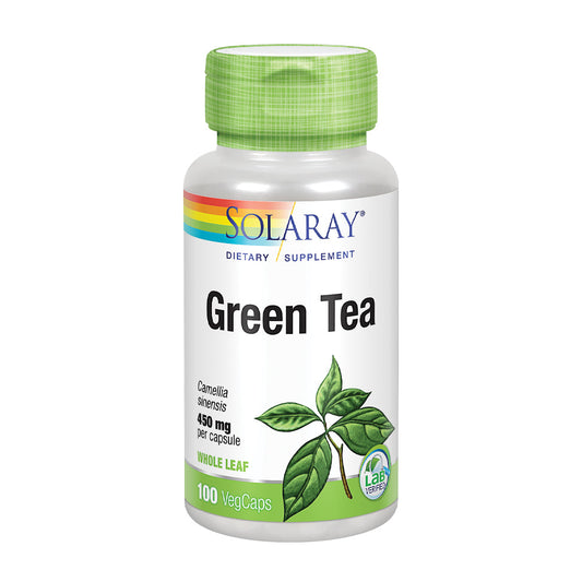 Solaray Green Tea Leaf 450 mg | Healthy Metabolism, Energy, Mood & Mind Support | Antioxidant Activity | 100 VegCaps