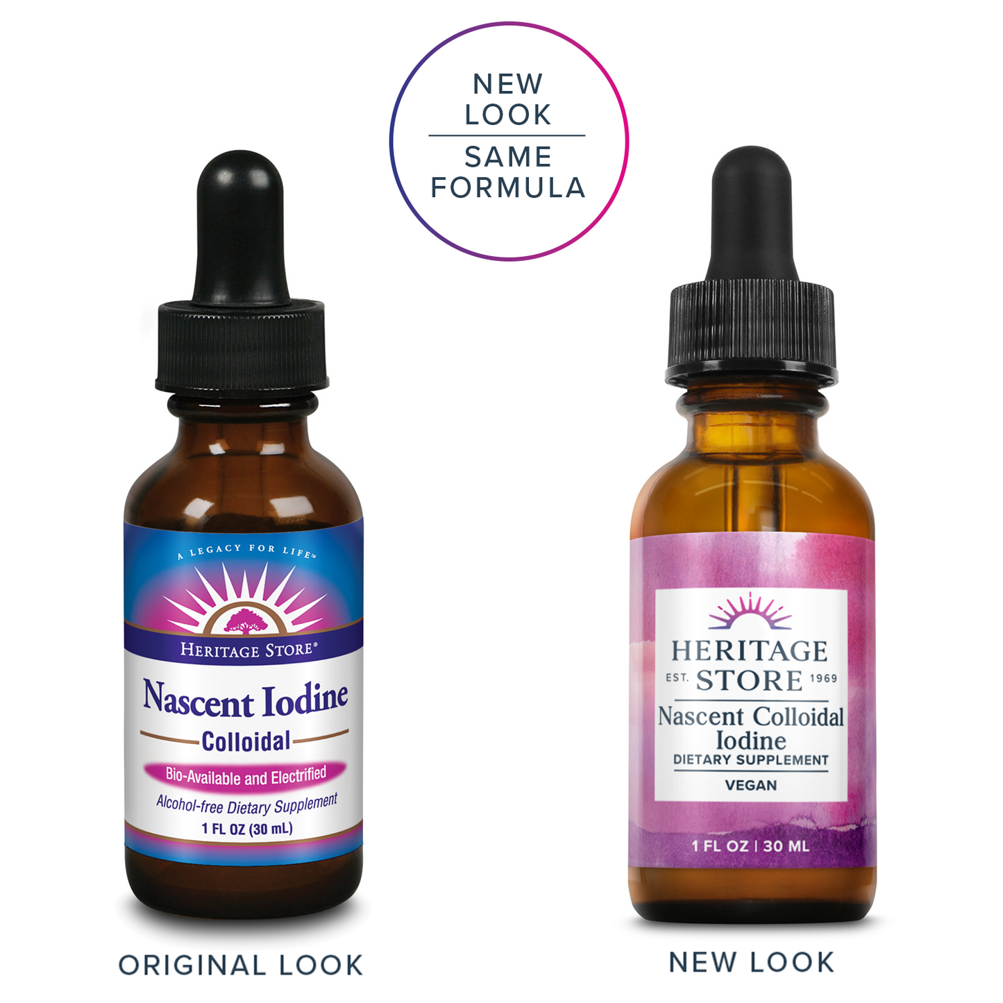 Heritage Store Nascent Colloidal Iodine Drops 246mcg, Liquid Iodine Supplement with Nascent Iodine from Atlantic Kelp, Bioavailable, Vegan, Approx. 480 Servings, 1oz