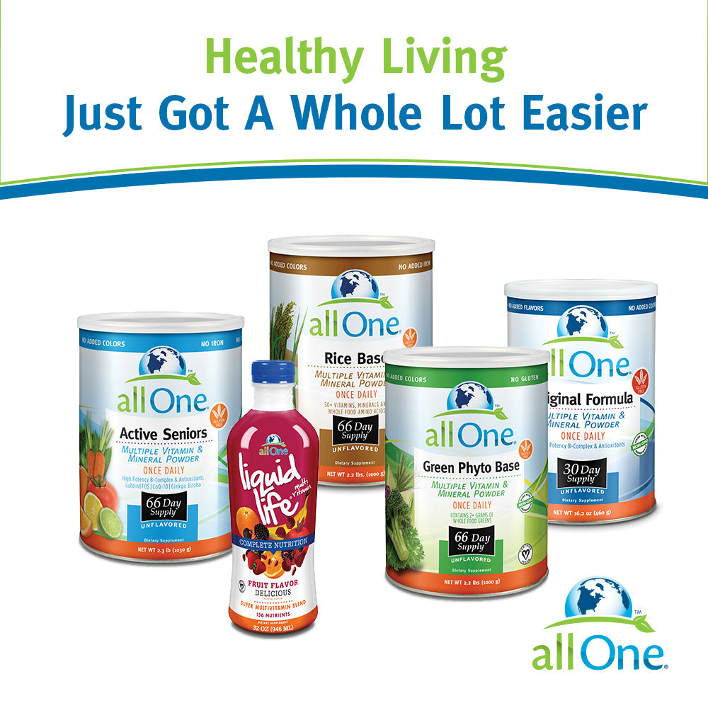 allOne Rice Base Multiple Vitamin & Mineral Powder , Once Daily Multivitamin, Mineral & Whole Food Amino Acid Supplement w/6g Protein (66 Servings) (66 Servings)