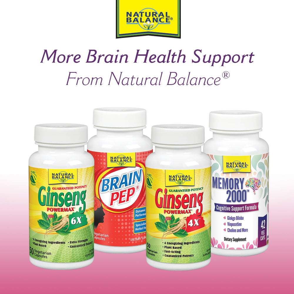 Natural Balance Super Ginkgo Biloba Plus | Brain & Circulation Formula to Help Support Focus, Memory & Blood Flow | With Gotu Kola | 100ct, 50 Serv.