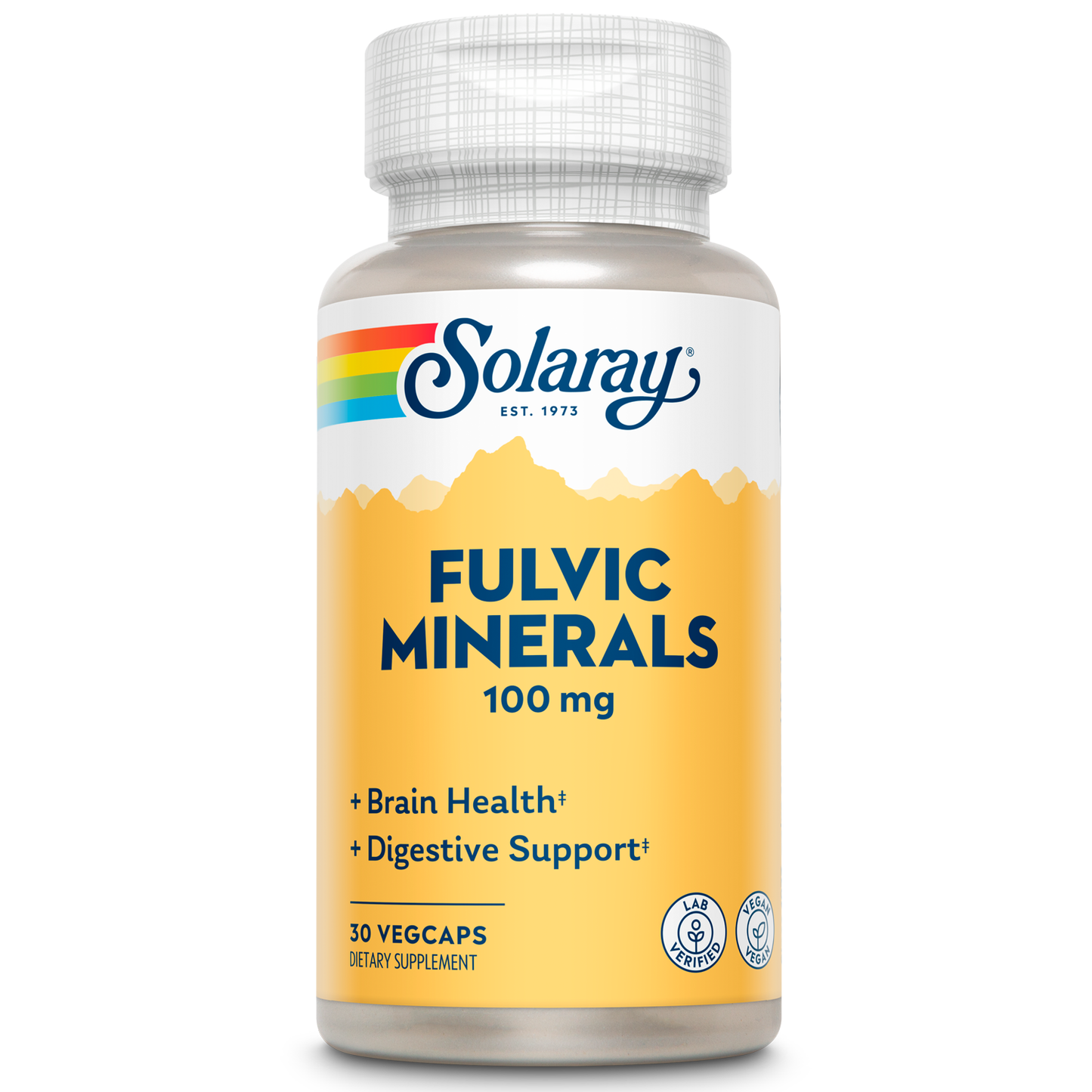 Solaray Fulvic Minerals 100 mg | Himalayan Shilajit | Healthy Digestion, Skin & Brain Support | 30 VegCaps