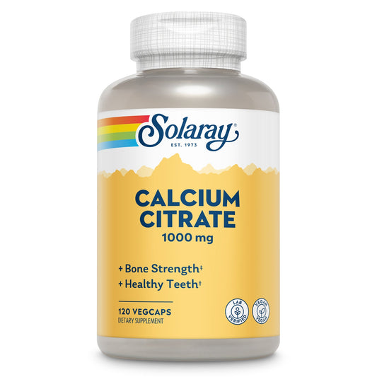 Solaray Calcium Citrate 1000mg, Chelated Calcium Supplement for Bone Strength, Healthy Teeth & Nerve, Muscle & Heart Function Support, Easy to Digest, 60-Day Guarantee, Vegan | 30 Servings | 120ct (30 Serv, 120 Count)
