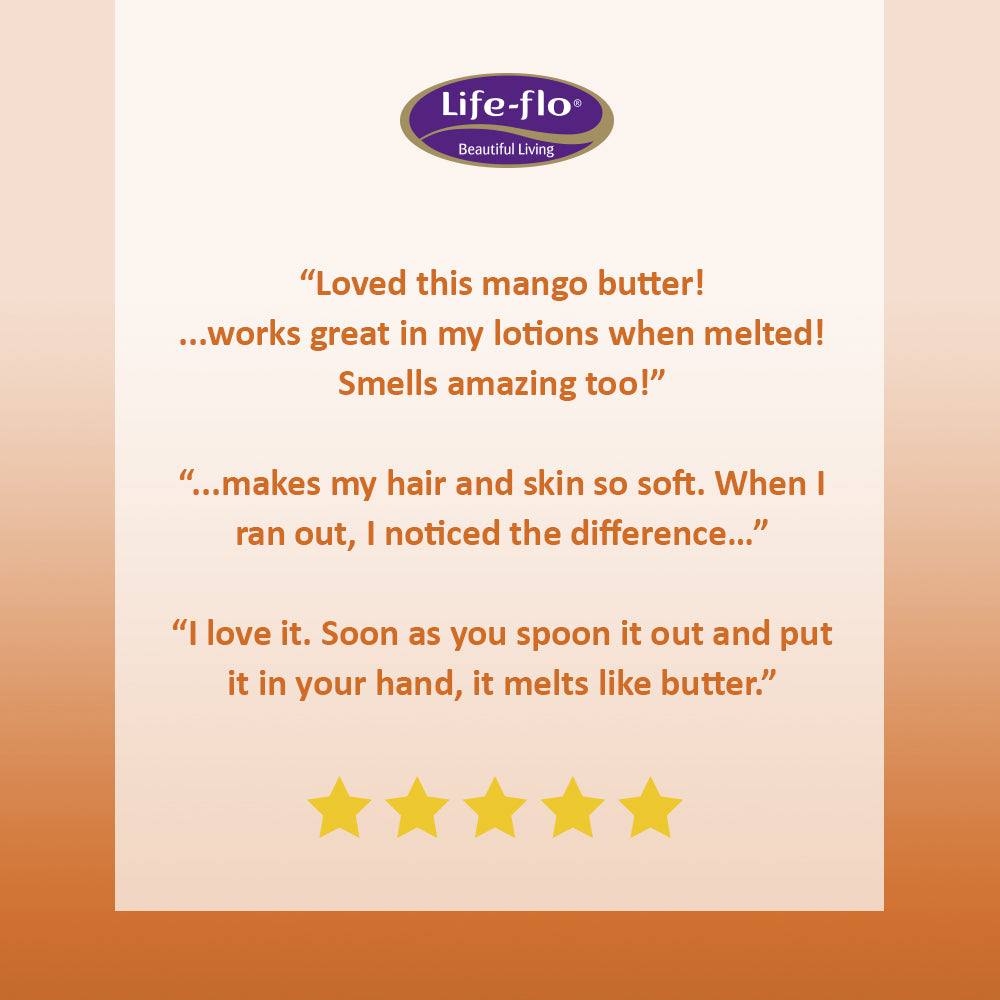 Life-Flo Pure Organic Body Butter | Face & Body Moisturizer for Dry Skin & Scalp, Heels, Elbows, Stretch Marks | 9oz (Mango Butter)