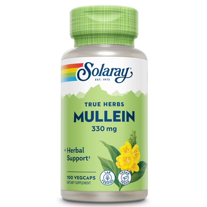 Solaray Mullein Leaf 330mg | Herbal Support for Healthy Respiratory, Bronchial & Immune Function | Vegan | 100 CT