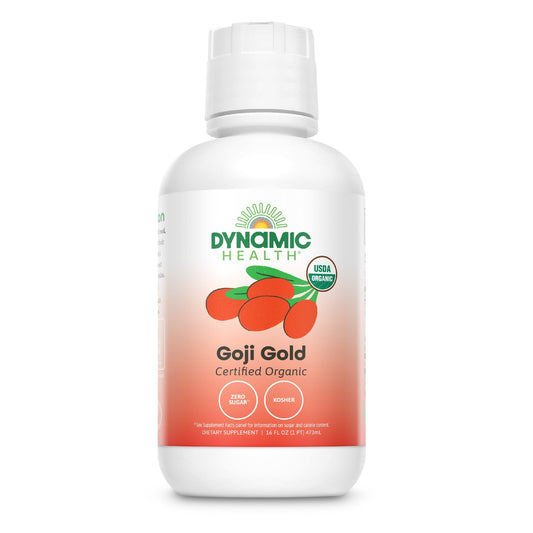 Dynamic Health Organic Goji Gold Pure Juice, No Additives, Antioxidant Supplement, Immune & Energy Support, Vegetarian, BPA Free, 16 Fl oz