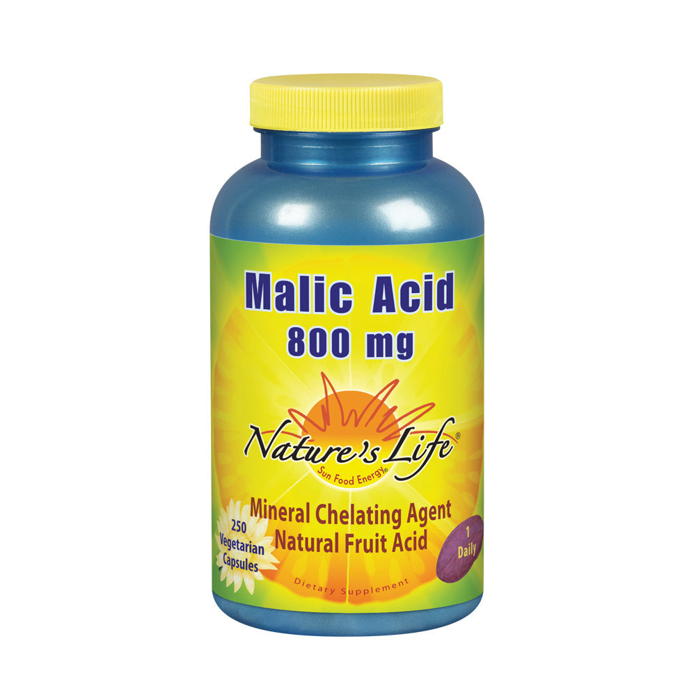 Nature's Life Malic Acid 800 mg Chelating Agent May Help Support Energy & Muscle Comfort No Gluten, Non-GMO 250 Count